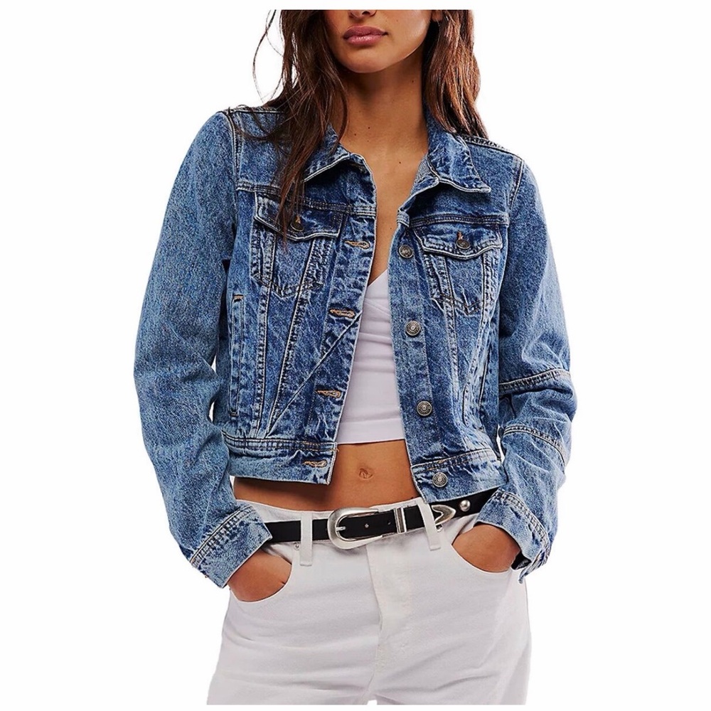Free People Light Blue Jean Jacket